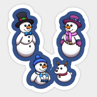 Happy Cartoon Snowman Family Sticker Pack Sticker